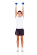 Foto: healthy teenage girl exercising with dumbbells healthy teenage girl exercising with dumbbells