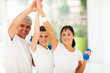 family doing high five after exercising