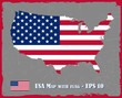 USA Map With Flag On Grey Background Vector Illustration