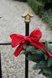 Red bow on a garland