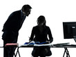 Photo: business woman man couple silhouette business woman man couple silhouette