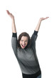 Foto: junge Frau jubelt junge Frau jubelt