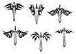 Vector: Tribal tattoos with swords and daggers Tribal tattoos with swords and daggers