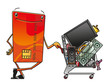 Credit card with shopping cart of electronics