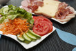 fresh salad ans salamy
