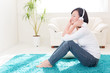 beautiful asian woman listening music