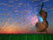 Cello emits light with clouds formed as musical notations