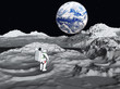 Lunar astronaut views earth rise