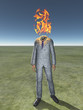 Mans body with fire shooting from shoulders