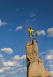 Photo: Climber on the summit. Climber on the summit.