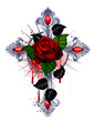 Vector: Cross with a red rose Cross with a red rose