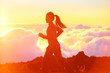 Running - woman runner jogging at sunset