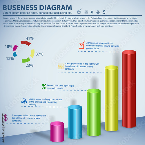 Vector: Business diagram template with text fields Business diagram template with text fields