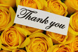 Thank you note with yellow roses bouquet