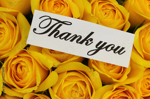 Photo: Thank you note with yellow roses bouquet Thank you note with yellow roses bouquet