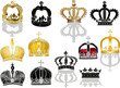 twelve crowns isolated on white background