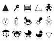 black baby icons set