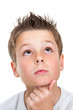 Photo: Face shot of boy looking up. Face shot of boy looking up.