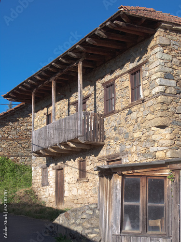  facade of macedonian stone house in Brajcino village near Prespa Lake, Republic of Macedonia