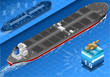 Isometric Oil Tanker in navigation in  Rear View