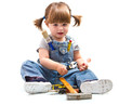 bambina con attrezzi da lavoro