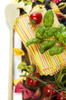 Raw colorful lasagna sheets