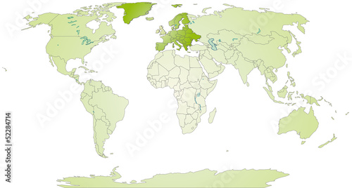 Illustration: Landkarte von Europa und der Welt Landkarte von Europa und der Welt