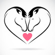 Vector image of two horses on a heart shape