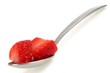 Photo: Cuiller de fraises coupées Cuiller de fraises coupées