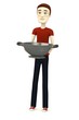 3d render of cartoon character with sieve
