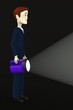 3d render of cartoon character with flashlight