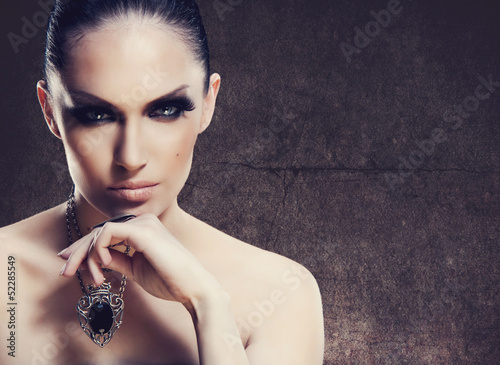 Photo: Adult pretty woman stylish portrait. Skin texture saved Adult pretty woman stylish portrait. Skin texture saved