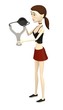3d render of cartoon character with hand catapult