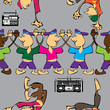 seamless dancing boys on gray background