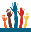 Reaching hands design with copy space.