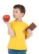 boy with apple and chocolate