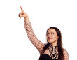 Businesswoman pointing her finger on empty copy space