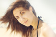 Portrait а young smiley beautiful woman