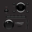 Dark Shiny Web UI Elements. Buttons, Switches