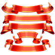 Realistic Red vector ribbons with a yellow stripe