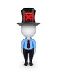 3d small person with red cross mark on a top-hat.