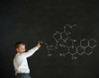 Writing boy business man with science chemistry formula