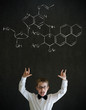 Knowledge rocks boy business man with science chemistry formula