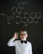 All ok boy business man with science chemistry formula