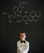 Thinking boy business man with science chemistry formula