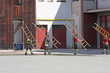 exercise and training of firefighters in the fire station with w