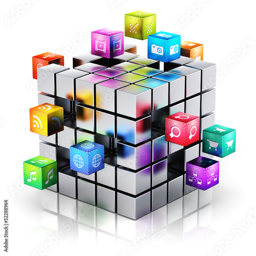 Illustration: Mobile applications and media technology concept Mobile applications and media technology concept