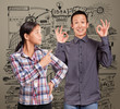 Asian Man and Girl Showing OK