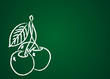 Fruits dessinés sur une ardoise verte : Cerise