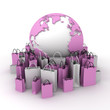 International shopping, pink and white